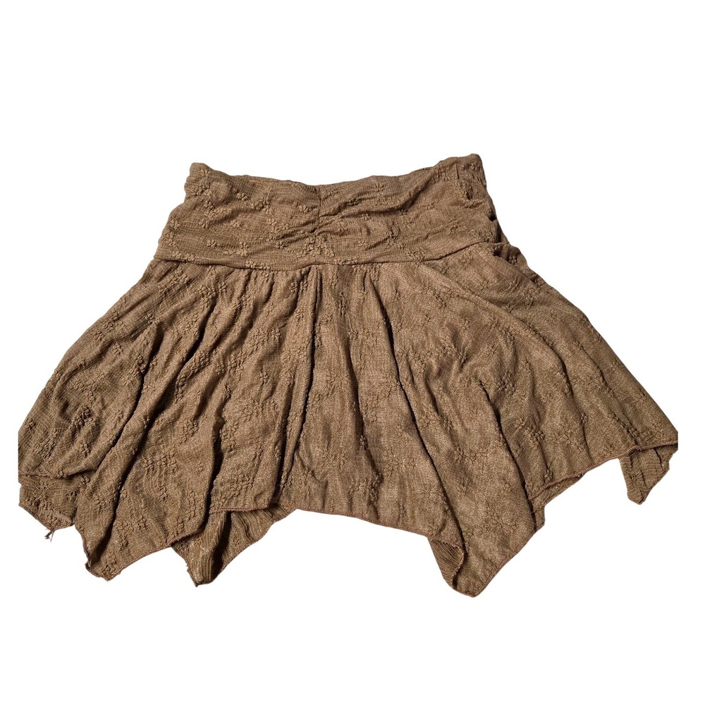Women's Size 6 Brown Floral Handkerchief Mini Skirt Fairy Witchy Renaissance